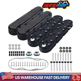 Aluminum Finned Valve Covers for Chevy Small Block SB V8 293 325 376 427,Valve Covers w/Coil Mounts and Covers- Black LS1 LS2 LS3 LS6 LS7