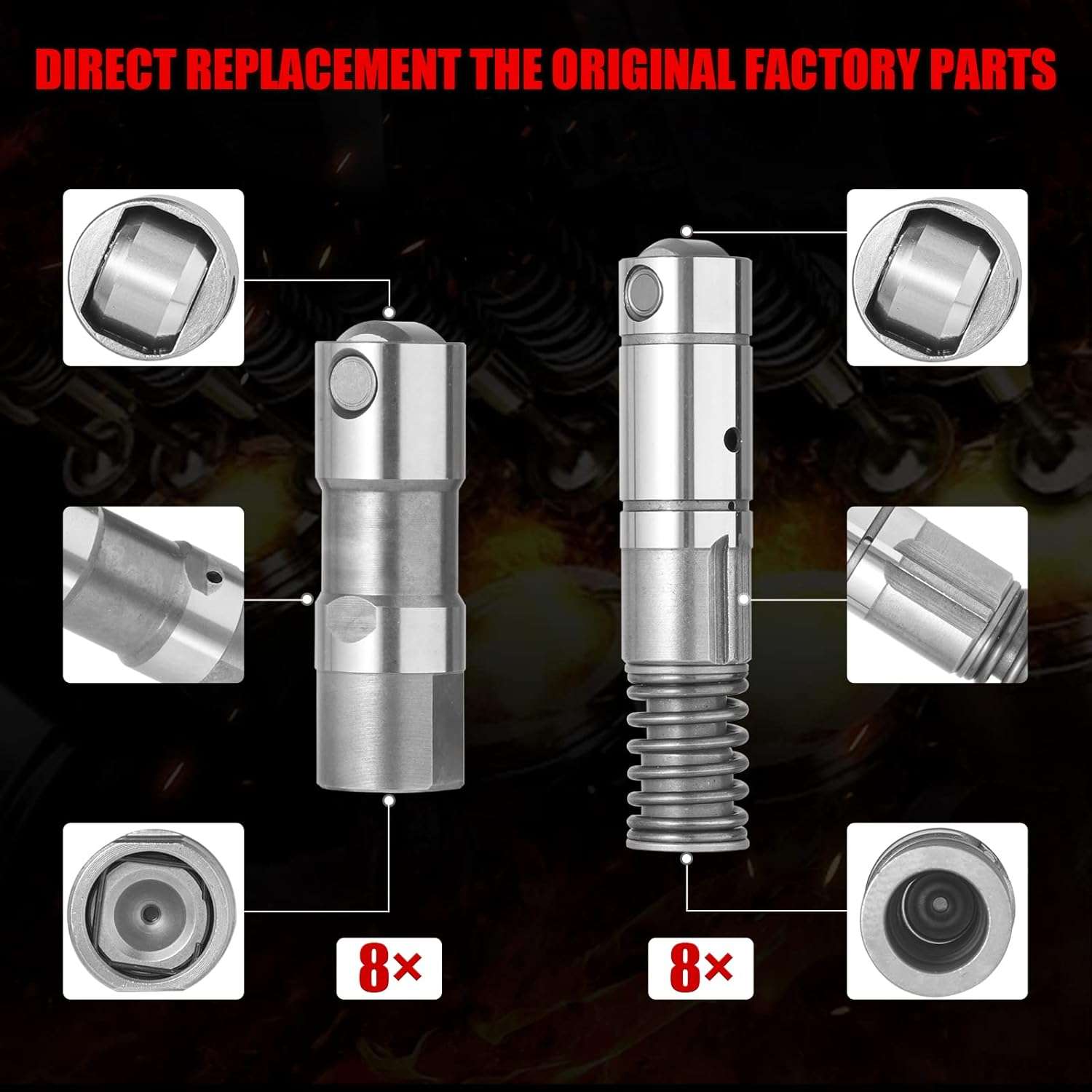 16 Pcs Hydraulic Roller Lifters for 2007-2012 Chevy GMC Cadillac Buick 4.8L 5.3L 6.0L 6.2L AFM Roller Valve Lifters