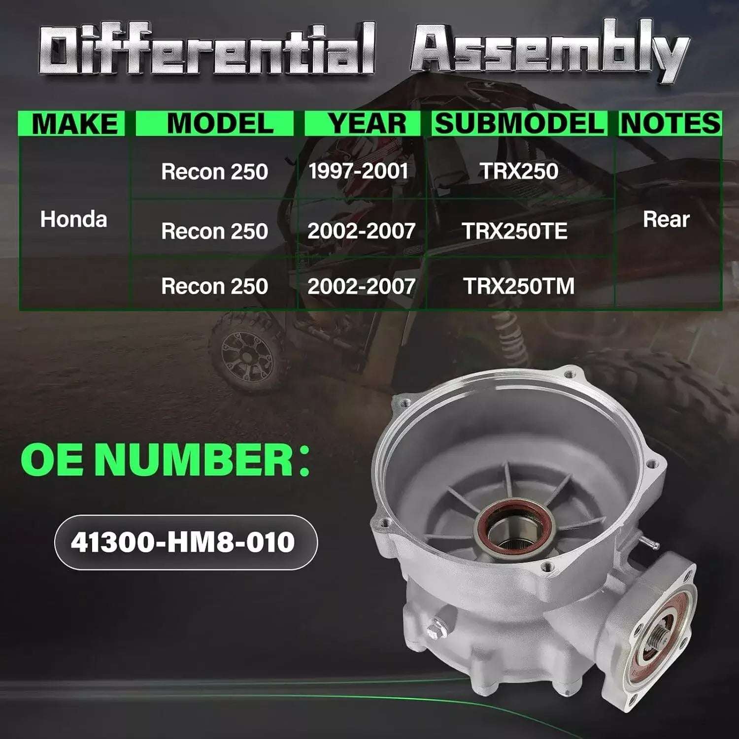 Rear Differential Assembly for Honda 1997-2007 ATV TRX250 TE/TM 41300-HM8-010