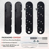 Aluminum Finned Valve Covers for Chevy Small Block SB V8 293 325 376 427,Valve Covers w/Coil Mounts and Covers- Black LS1 LS2 LS3 LS6 LS7