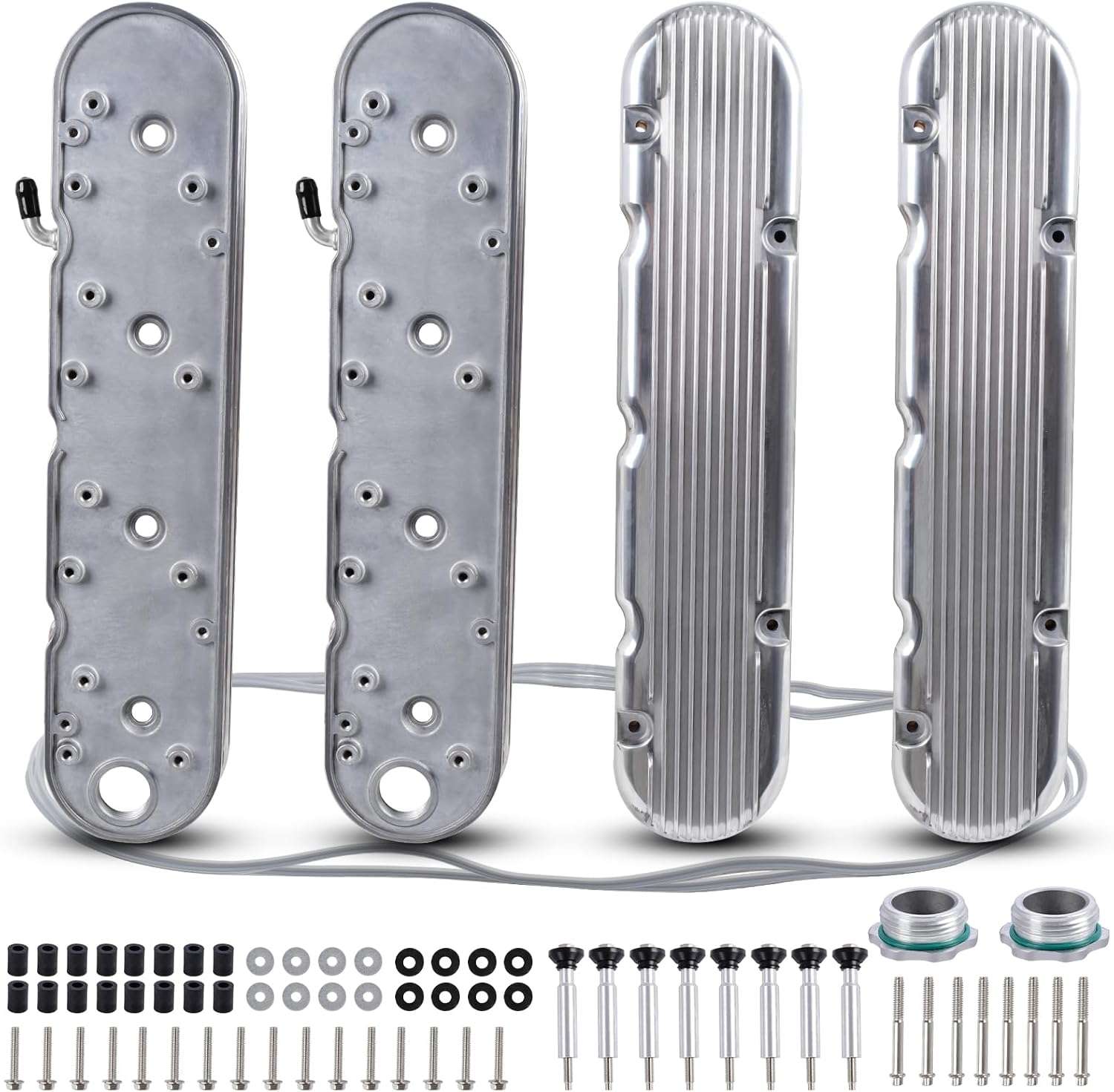 Aluminum Valve Coil Mount Cover for Chevy Small Block SB V8 293 325 376 427 Aluminum Valve Covers - Silver LS1 LS2 LS3 LS6 LS7