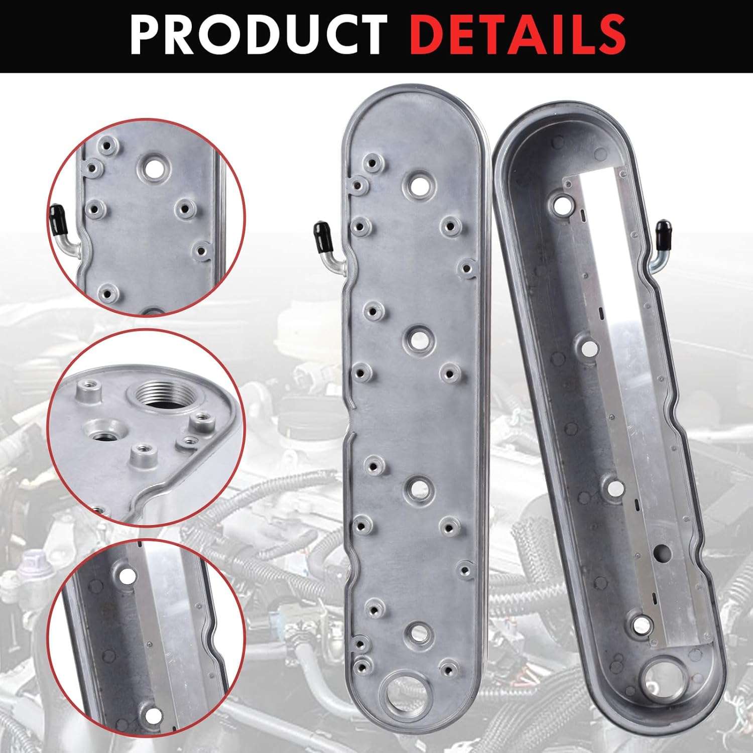 Aluminum Valve Coil Mount Cover for Chevy Small Block SB V8 293 325 376 427 Aluminum Valve Covers - Silver LS1 LS2 LS3 LS6 LS7