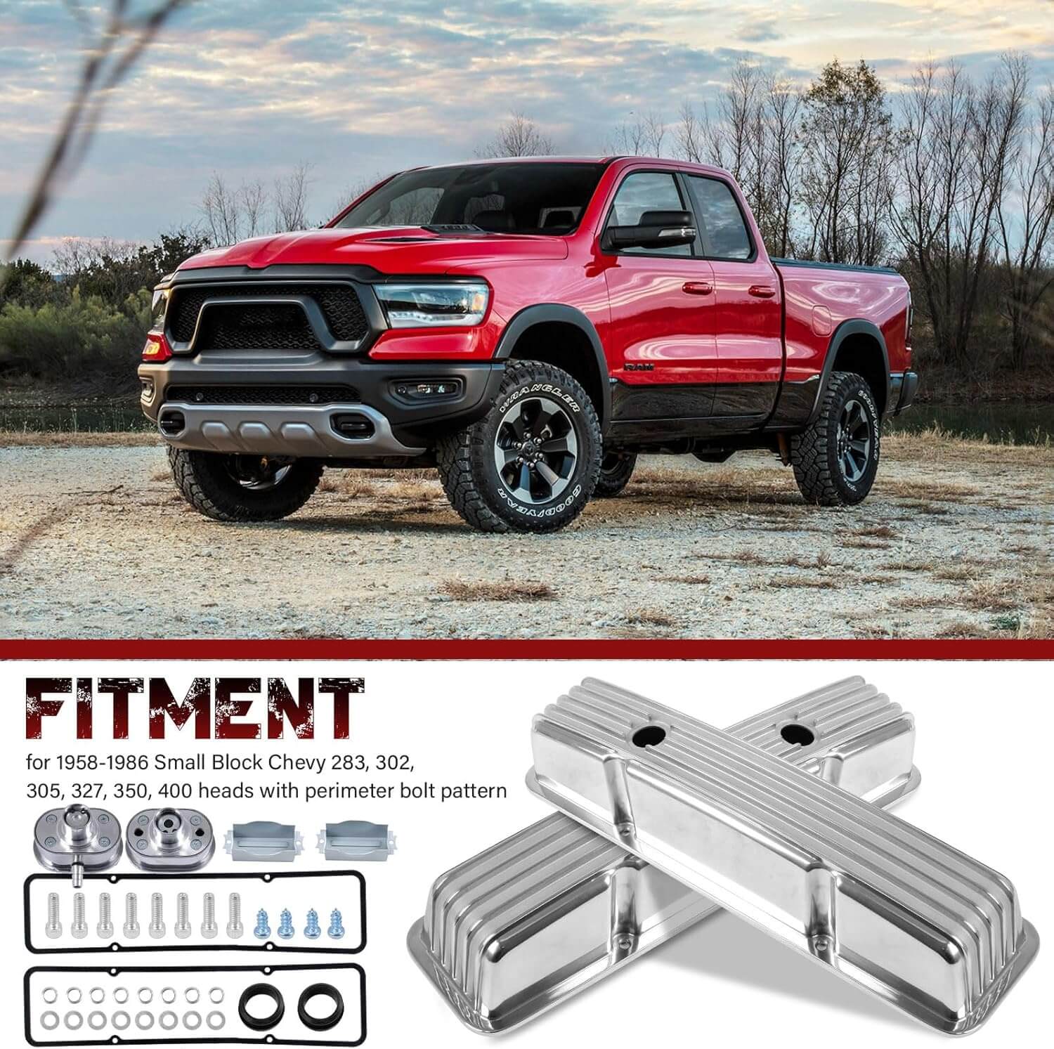 Polished Aluminum Tall Valve Covers for Chevy SBC 283 302 305 327 350 400 1958-1986