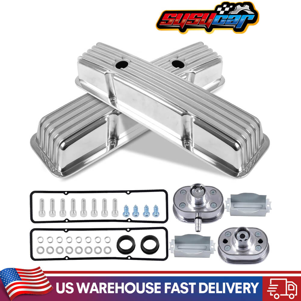 Polished Aluminum Tall Valve Covers for Chevy SBC 283 302 305 327 350 400 1958-1986