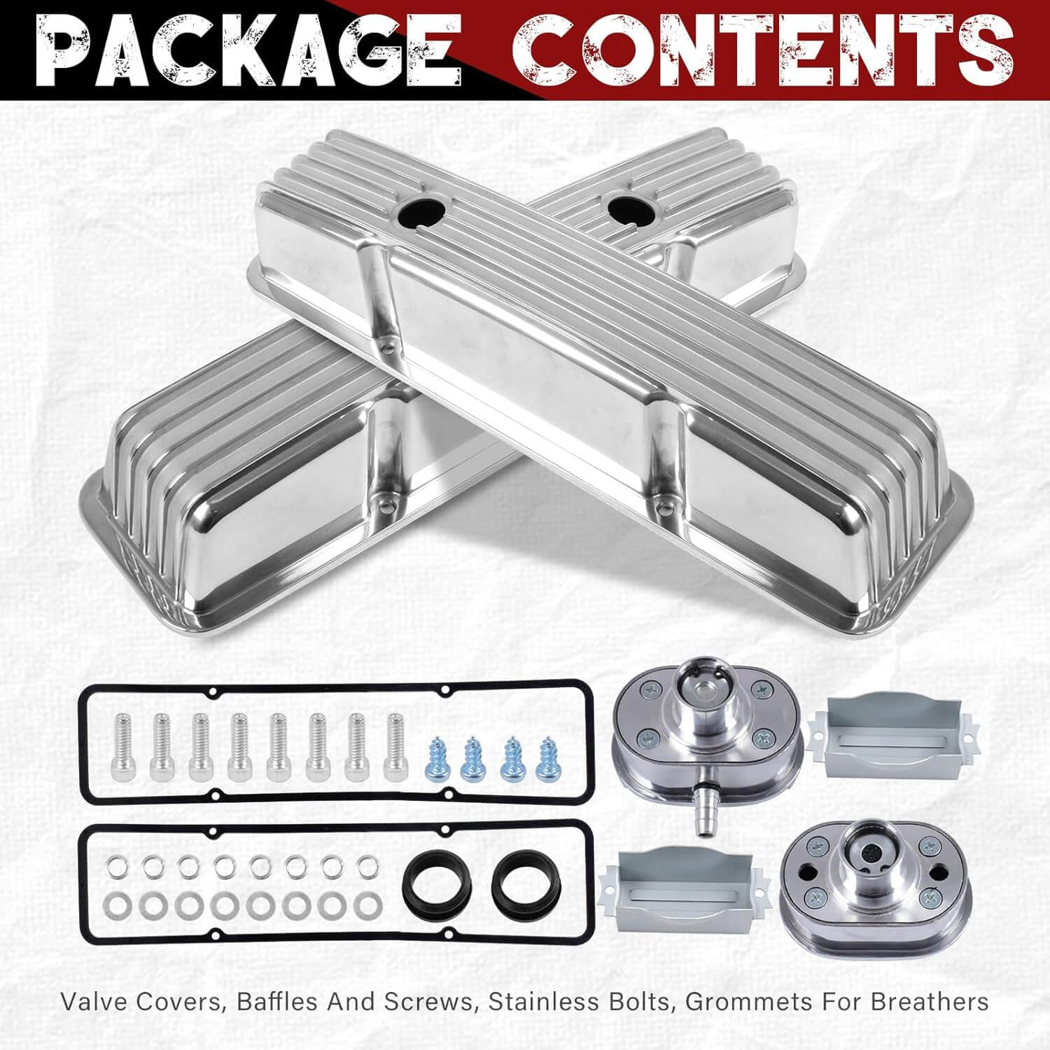 Polished Aluminum Tall Valve Covers for Chevy SBC 283 302 305 327 350 400 1958-1986