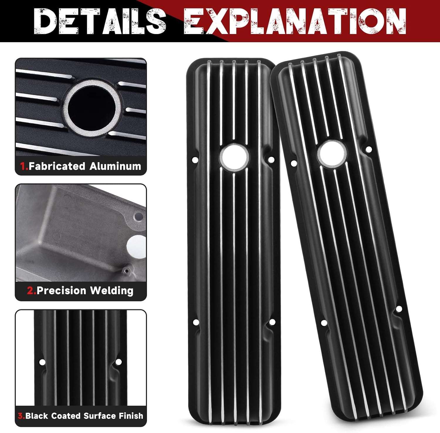 New Black Aluminum Tall Valve Covers for Chevy SBC 1958-1986 283 302 305 327 350 383 400