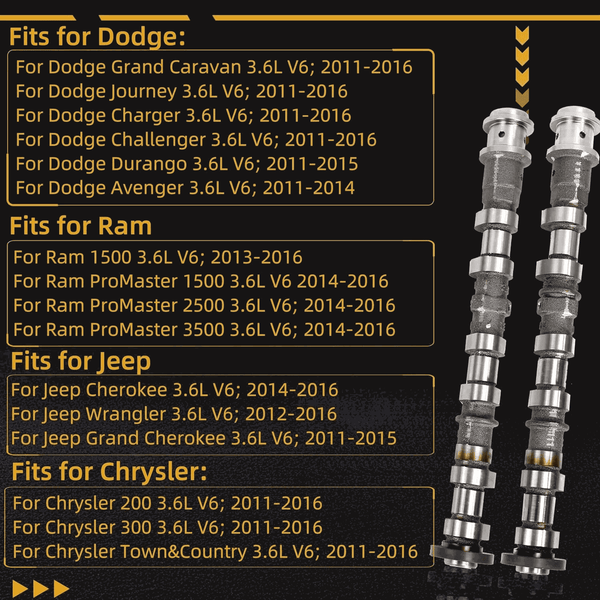 Camshaft & Rockers Arms Lifters Kit for 2011-2016 Chrysler Dodge Ram Jeep 3.6L V6 camshaft kit