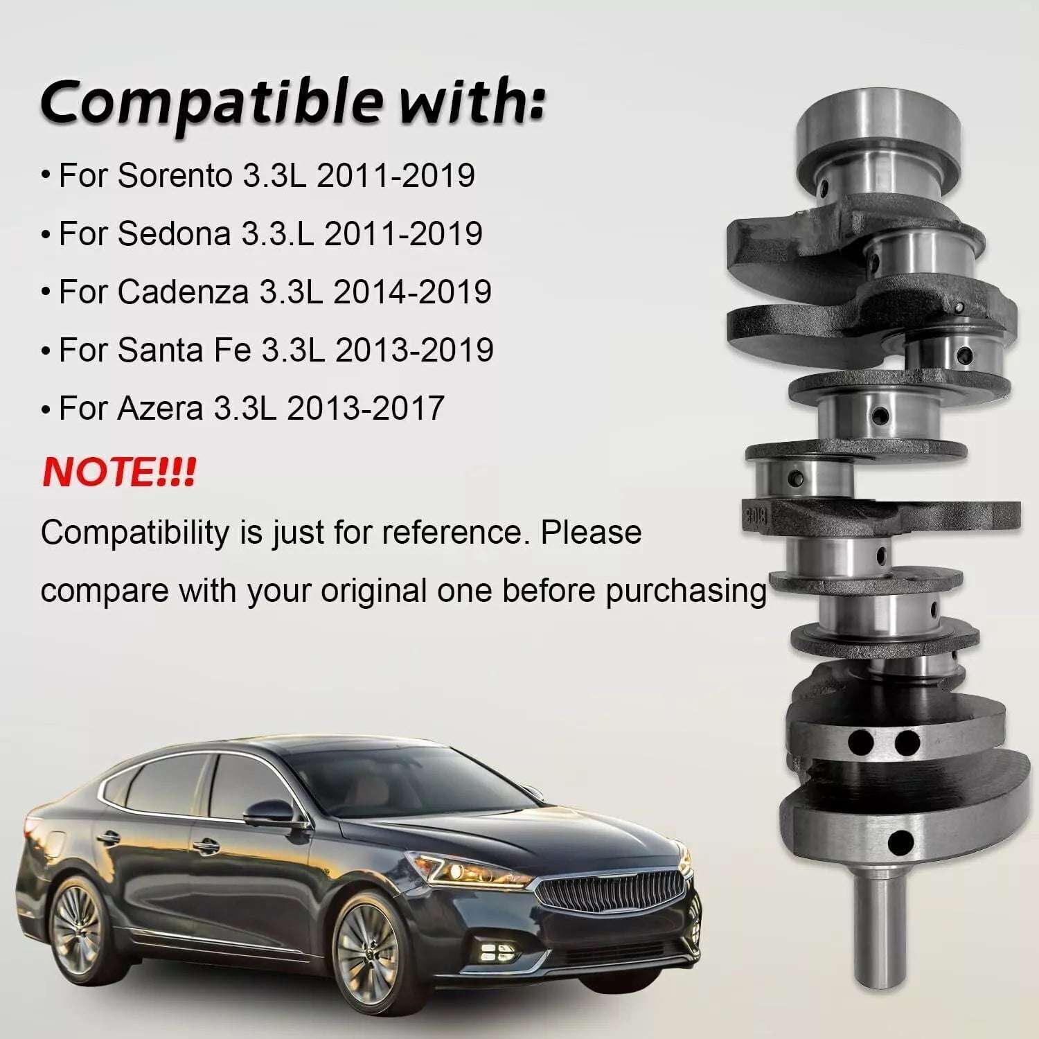 G6DH 3.3L Engine Rebuild Overhaul Kit - Crankshaft Rods Timing For Hyundai Kia