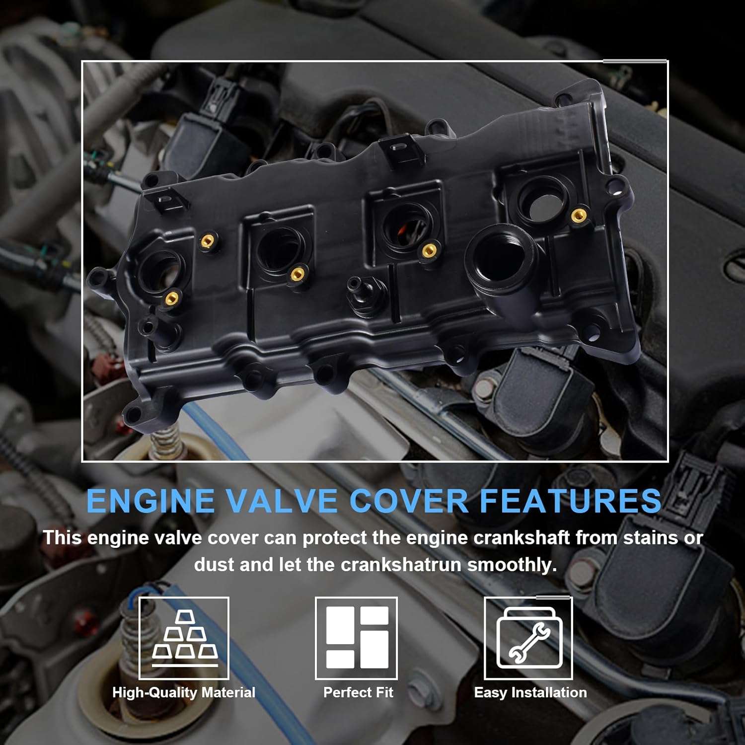 Engine Valve Cover with Gasket Bolts & Oil Cap Compatible with 2007-2012 for Nissan Altima Sentra SE-R 2.5L Replace# 13264-JA00A 13270-JA00A