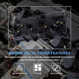 Engine Valve Cover with Gasket Bolts & Oil Cap Compatible with 2007-2012 for Nissan Altima Sentra SE-R 2.5L Replace# 13264-JA00A 13270-JA00A