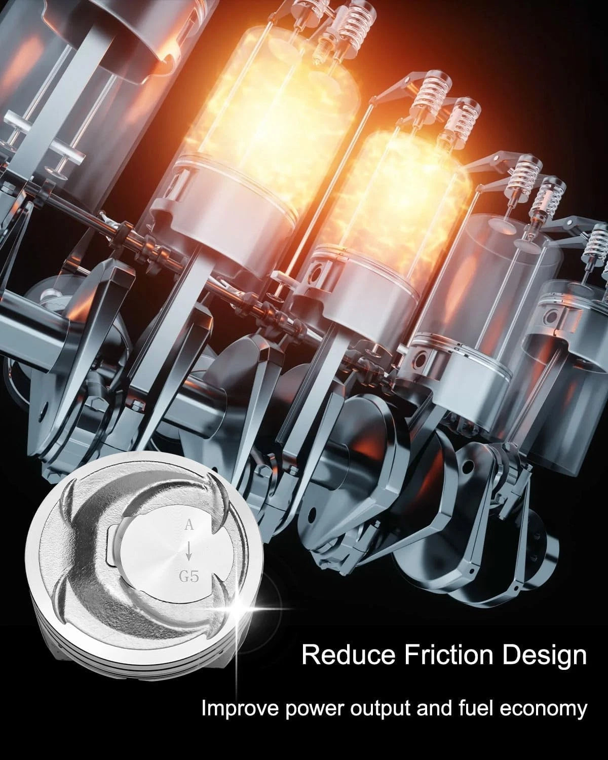 Engine Piston w/ Rings Kit Fit For 2010-2019 Kia Sorento Optima Hyundai Sonata 2.4L Replace 23410-2G500