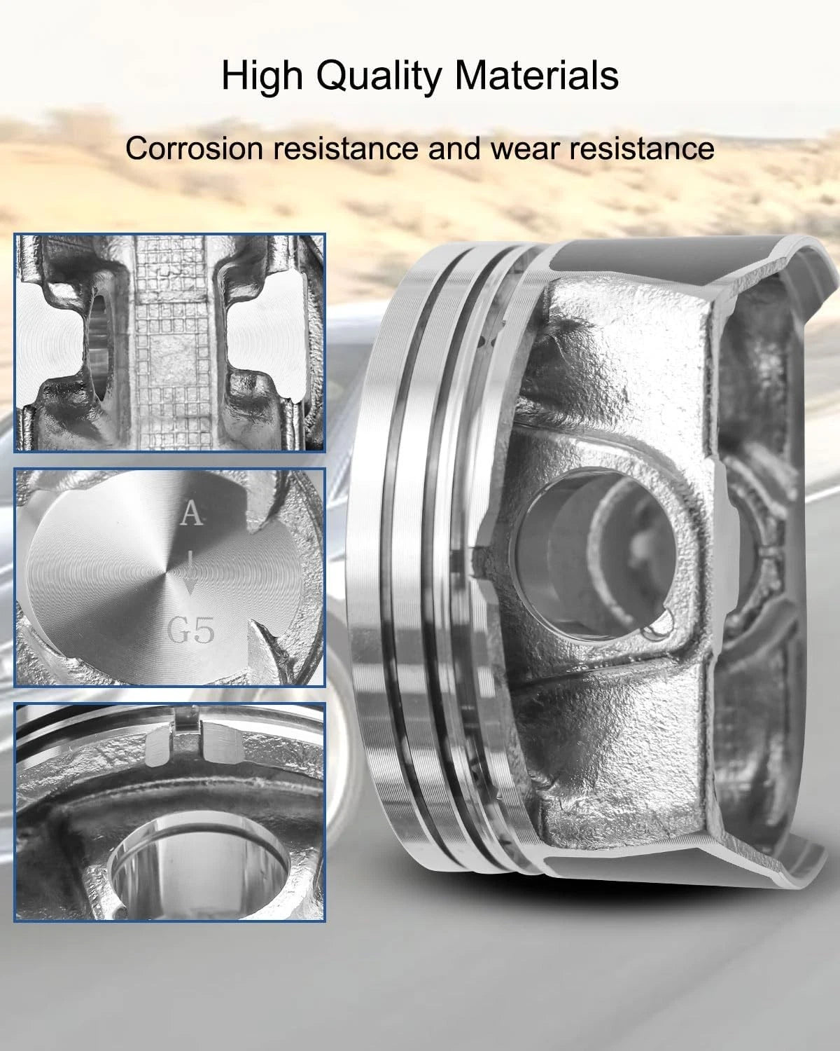 Engine Piston w/ Rings Kit Fit For 2010-2019 Kia Sorento Optima Hyundai Sonata 2.4L Replace 23410-2G500