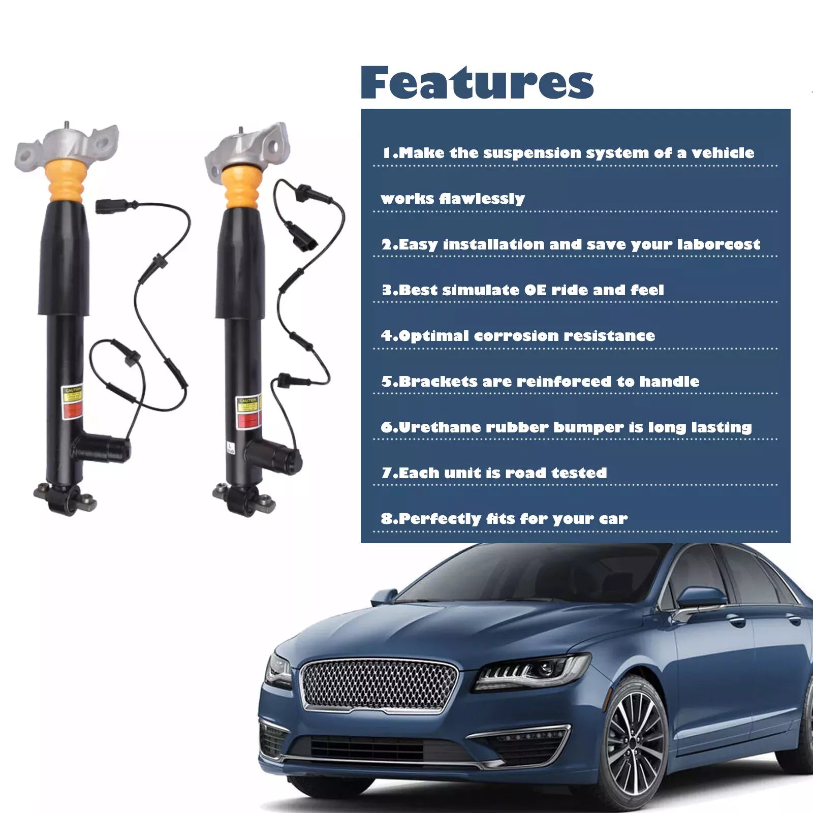 For Full Set Lincoln MKZ Front Rear Shock Struts Assys Electric GAS DOHC 2.0L 3.0L 3.7L 2013-2020