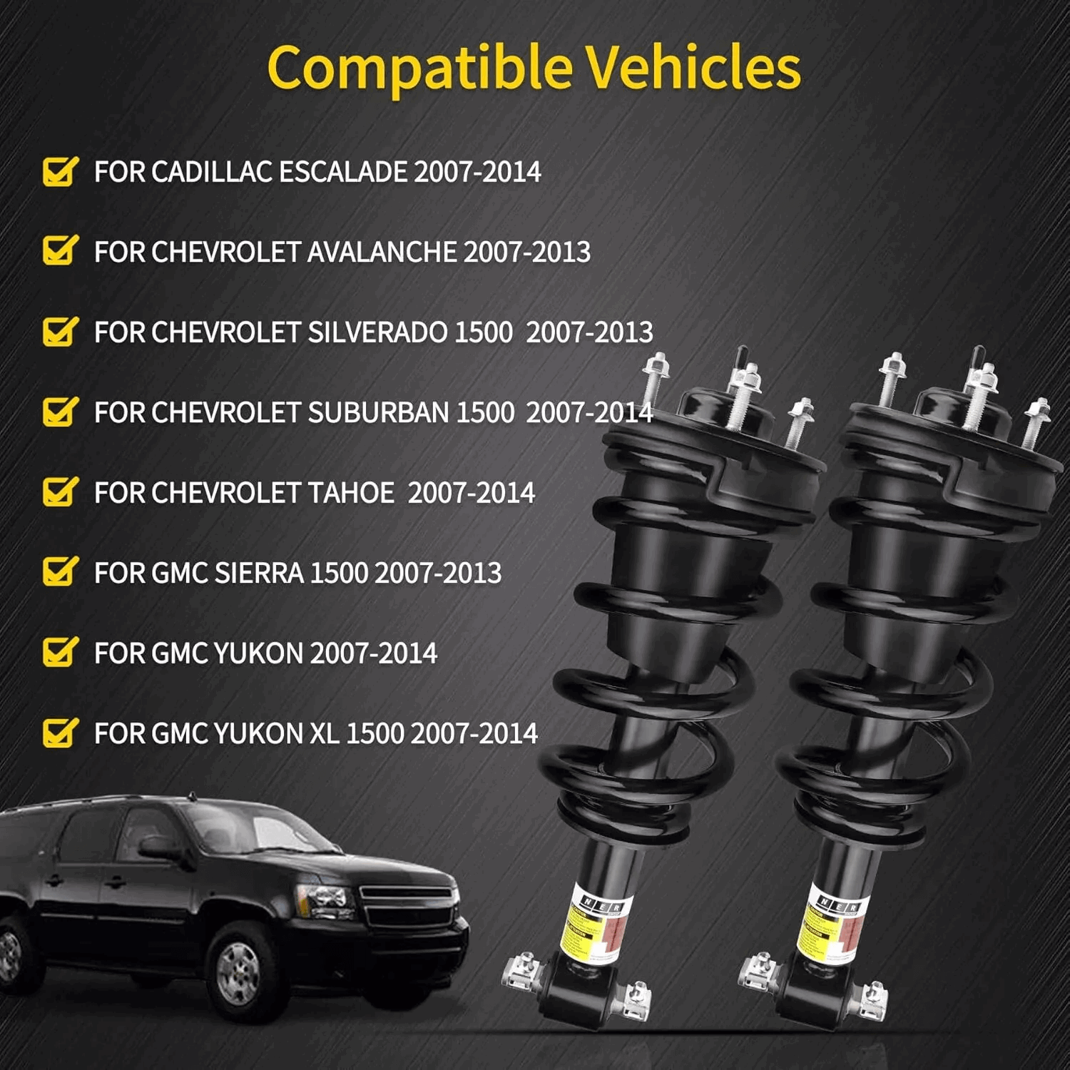 Front&Rear Air Shocks Struts Magnetic Ride for 2007-2020 Chevrolet Tahoe Cadillac Escalade GMC Yukon 6.2L