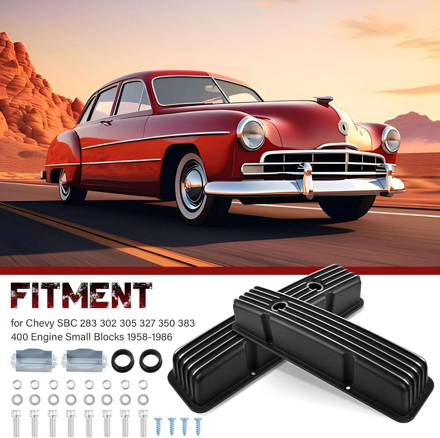 New Black Aluminum Tall Valve Covers for Chevy SBC 1958-1986 283 302 305 327 350 383 400
