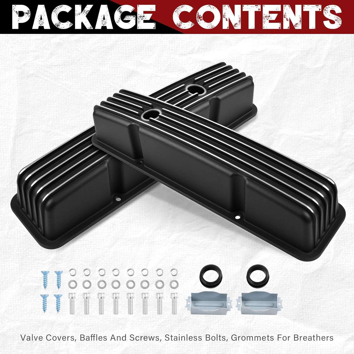 New Black Aluminum Tall Valve Covers for Chevy SBC 1958-1986 283 302 305 327 350 383 400