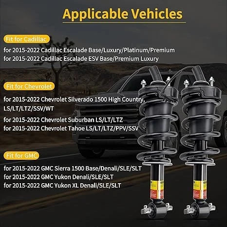 Pair Front Shock Struts Assys For Cadillac Escalade Chevy Tahoe GMC Yukon XL 2014-2020 with Magnetic Ride Control