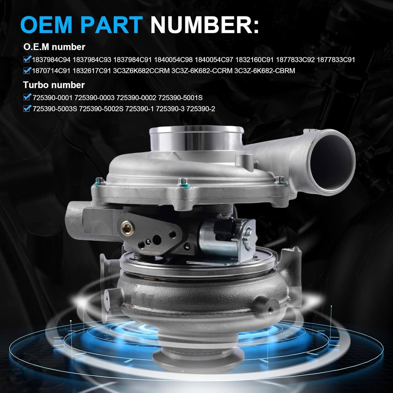 Turbo Turbocharger Compatible for Ford F250 F350 F450 F550 Excursion 6.0L V8 Diesel V110 Engine 2003-2004
