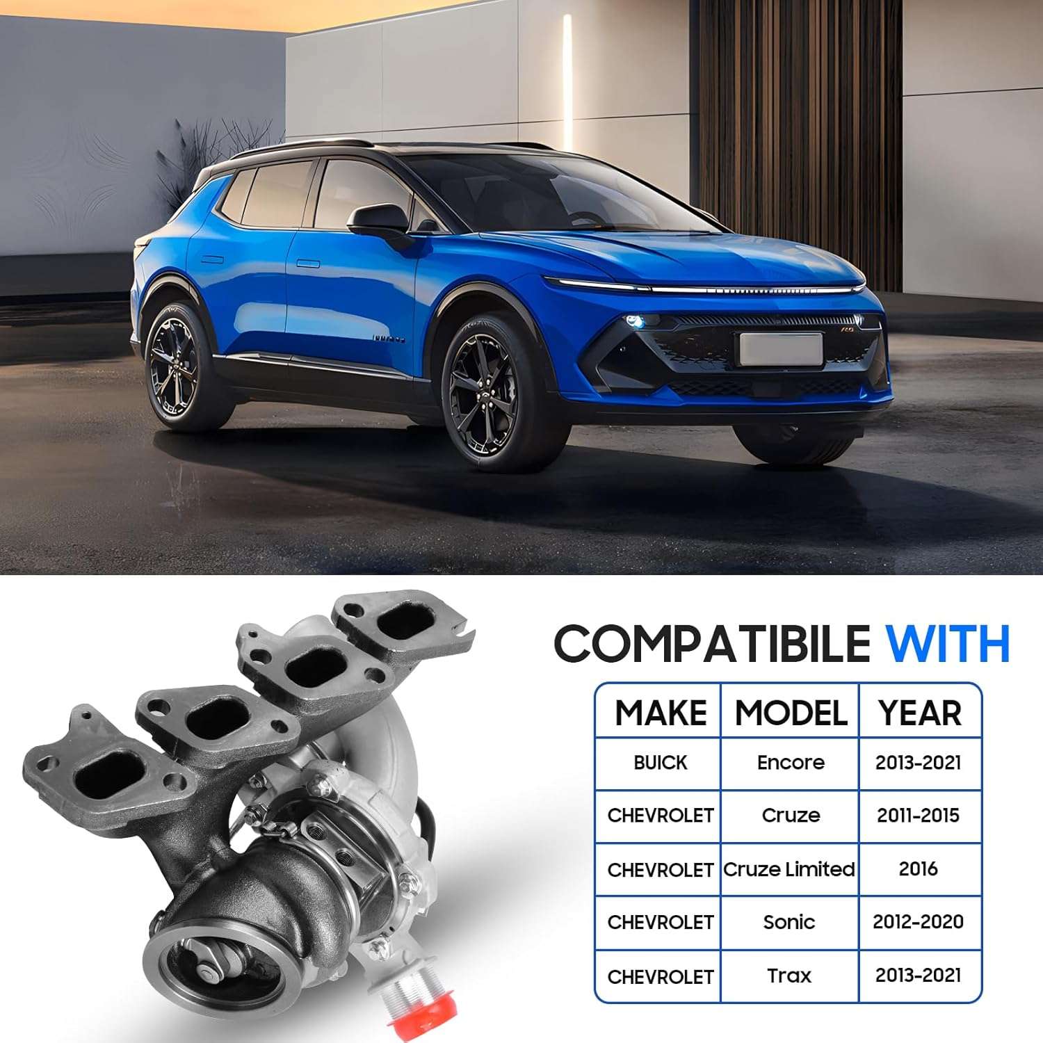 Turbo Turbocharger Kit with Gasket For Chevy Cruze 2011-2015 1.4L, Buick Encore 2013-2021 1.4L, Sonic 2012-2020 1.4L, Trax 2013-2021 1.4L Replaces# 55565353