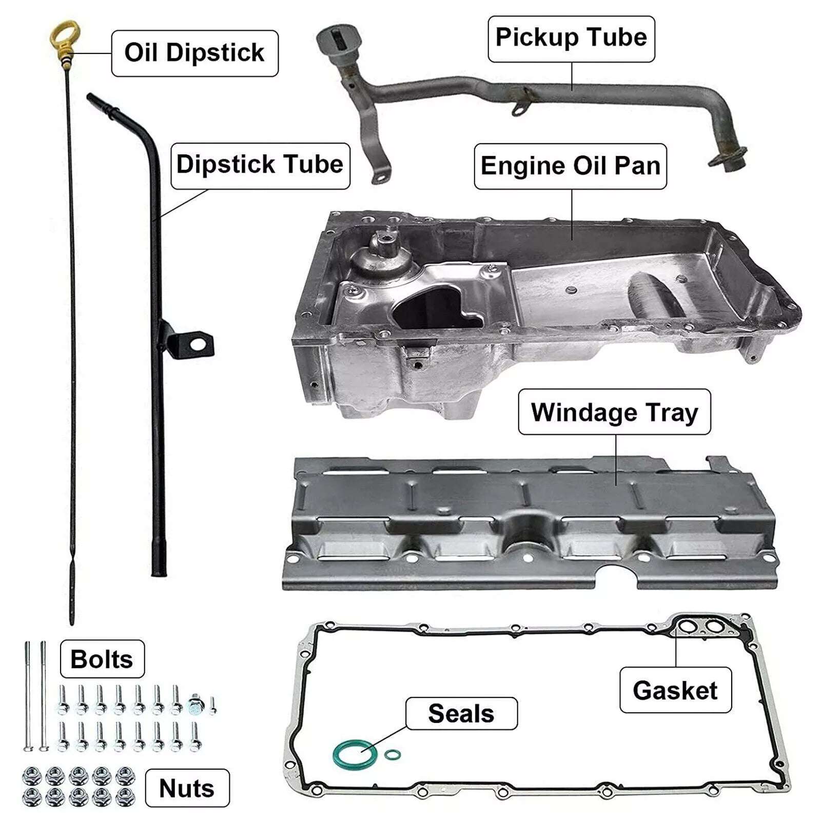 Performance Aluminum Oil Pan Kit for Chevrolet GM LS1 LS3 LSA LSX 5.0L 5.3L 5.4L 5.7L 1955-1987 Replacement 19212593